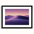 Desert landscape framed artwork featuring a black wooden frame with a white mat. The image showcases vibrant desert colors and textures, perfect for home decor.