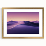 Framed landscape artwork depicting a serene desert scene, featuring soft golden hues in the matting and frame, ideal for enhancing home decor aesthetics.