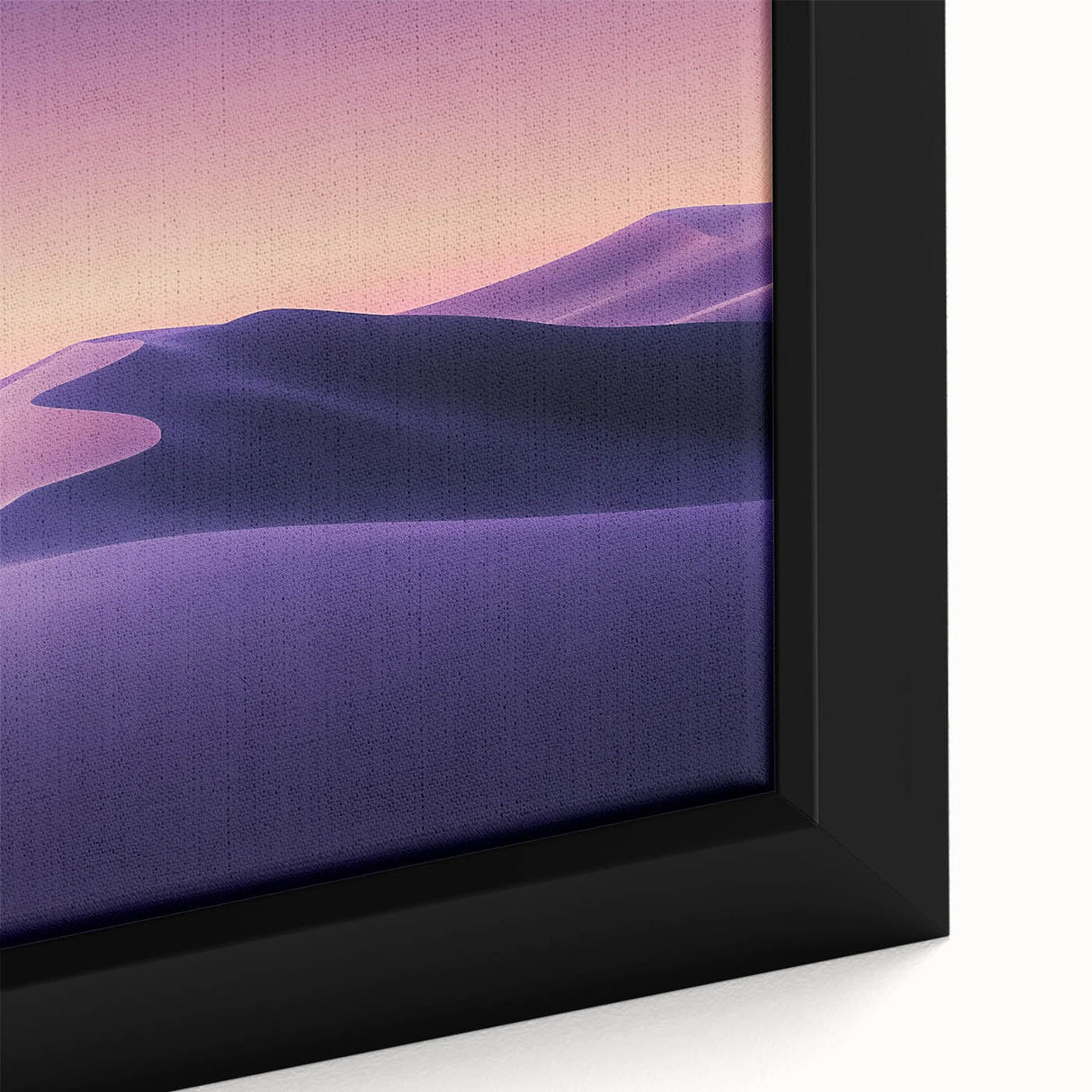 Close-up of a framed desert landscape canvas print showcasing vibrant earth tones and intricate details, perfect for enhancing home décor with a natural theme.