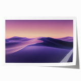 Vibrant desert landscape rolled print showcasing warm hues of orange and yellow with abstract mountain silhouettes, elegantly packaged in a protective cardboard tube.