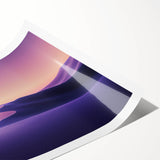 Desert landscape rolled print showcasing vibrant hues of orange and yellow against a clear blue sky, elegantly packaged in a protective cardboard tube. Ideal for home decor enthusiasts seeking nature-inspired art.