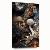 Large abstract wall art on acrylic glass depicting natural close-up elements in muted earth tones.