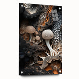 Large abstract wall art on acrylic glass featuring swirling blue and gray tones.