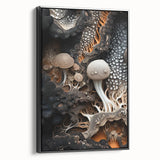 Black and white framed canvas featuring a close-up landscape, ideal for bedroom wall decor.