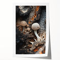 Extra large rolled print of close-up floral elements in natural hues, suitable for dining room or bathroom wall art.