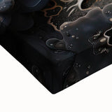 Black and white landscape art painting on stretched canvas depicting a serene natural scene, suitable for bedroom wall art.