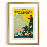 Retro New Zealand Mount Cook Poster – Vintage Alpine Travel Art