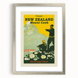 Retro New Zealand Mount Cook Poster – Vintage Alpine Travel Art