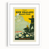 Retro New Zealand Mount Cook Poster – Vintage Alpine Travel Art