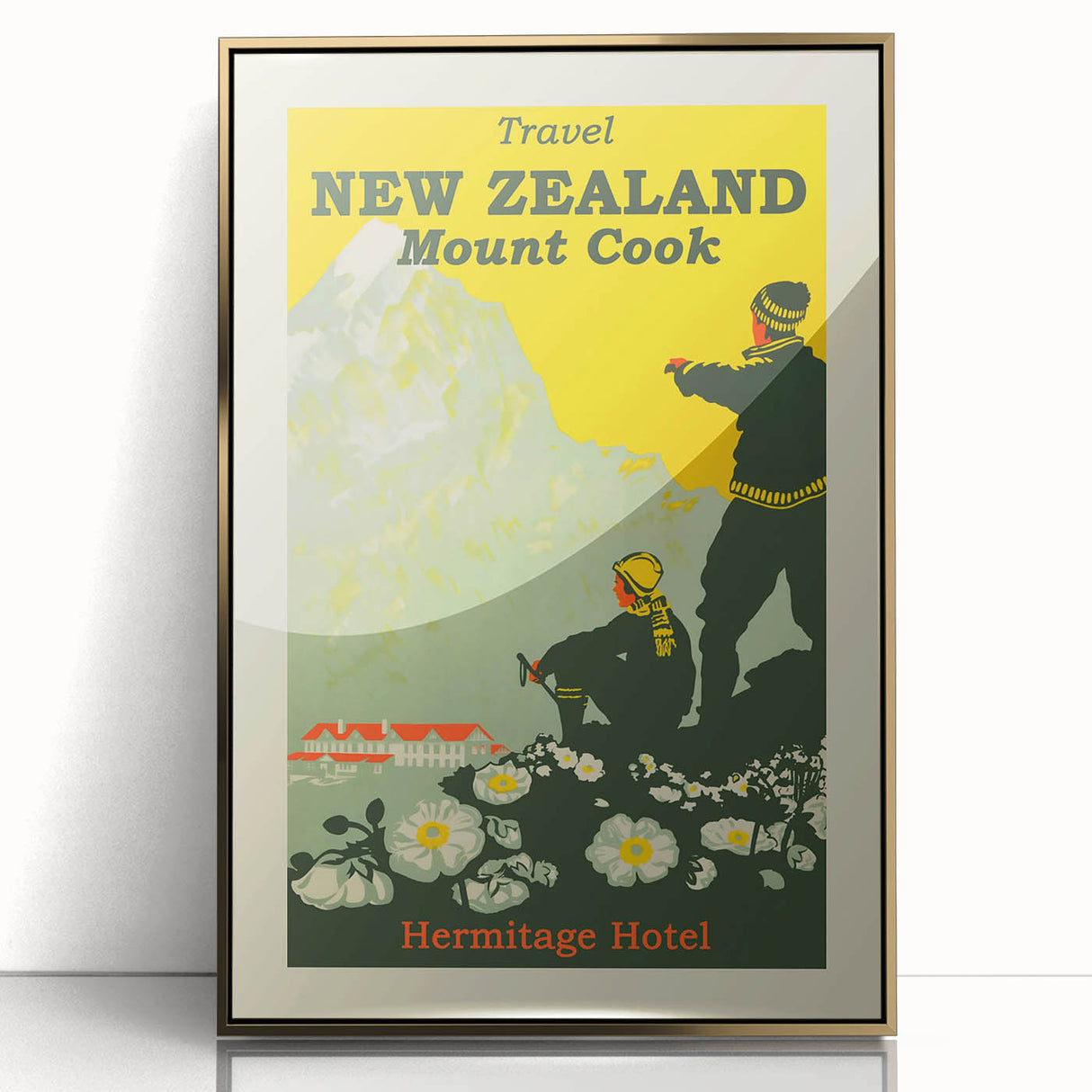 Retro New Zealand Mount Cook Poster – Vintage Alpine Travel Art