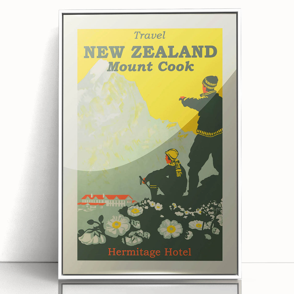 Retro New Zealand Mount Cook Poster – Vintage Alpine Travel Art