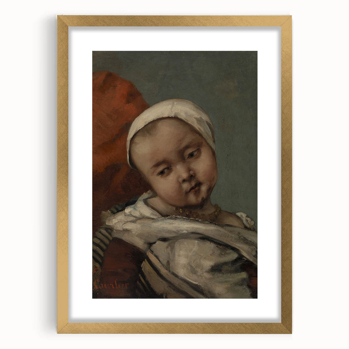 Head of Baby (Tête d'enfant) Realism Art Print - Courbet Classic Portrait