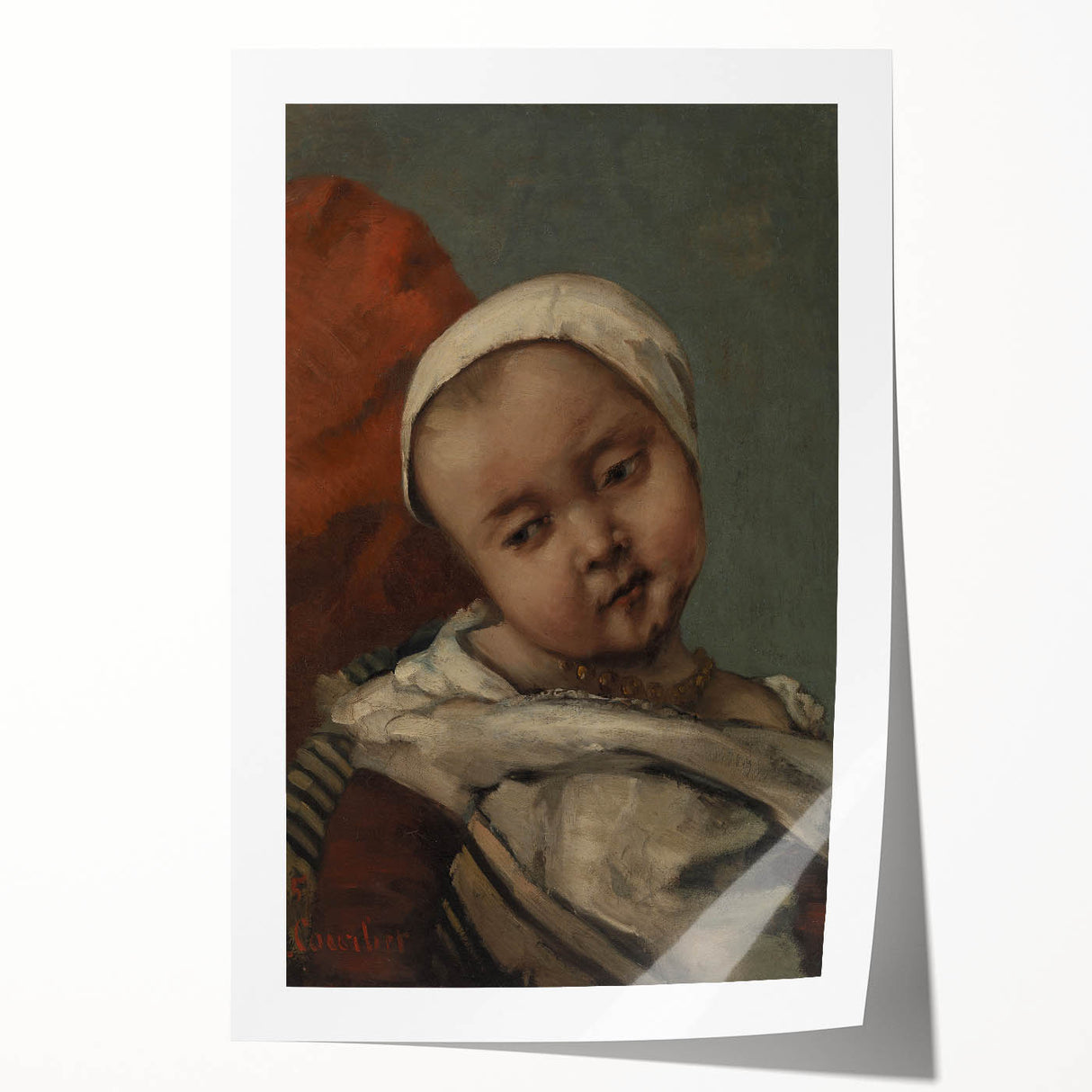Head of Baby (Tête d'enfant) Realism Art Print - Courbet Classic Portrait
