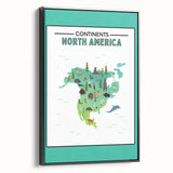 Educational Nursery Wall Decor – North America Continent Map