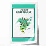Educational Nursery Wall Decor – North America Continent Map