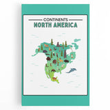 Educational Nursery Wall Decor – North America Continent Map
