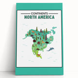 Educational Nursery Wall Decor – North America Continent Map