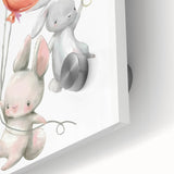 Floating Bunny Nursery Wall Art - Kids Room Balloon Print