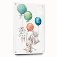 Floating Bunny Nursery Wall Art - Kids Room Balloon Print