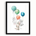 Floating Bunny Nursery Wall Art - Kids Room Balloon Print