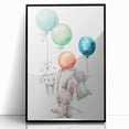 Floating Bunny Nursery Wall Art - Kids Room Balloon Print