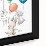 Floating Bunny Nursery Wall Art - Kids Room Balloon Print