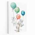 Floating Bunny Nursery Wall Art - Kids Room Balloon Print
