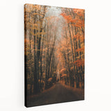 Autumn-themed abstract painting on stretched canvas with warm orange and brown tones, suitable for kitchen wall art.