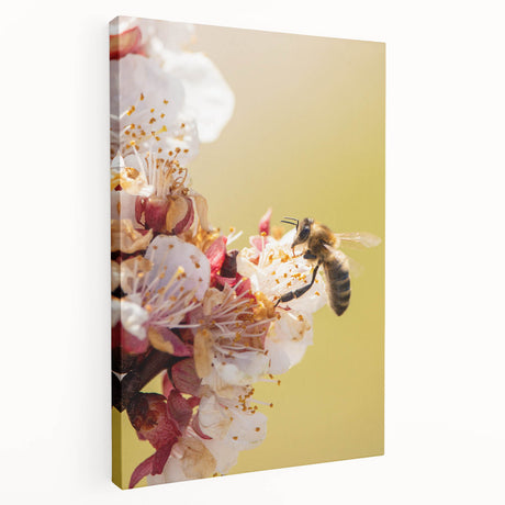 Spring-themed stretched canvas depicting a vibrant mix of floral and butterfly motifs, suitable for kitchen wall art.