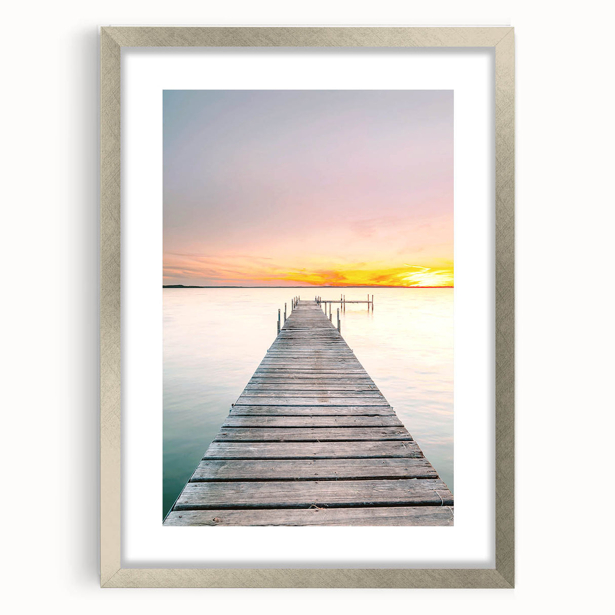 Textured abstract art print in silver frame, featuring dynamic swirls in warm tones, ideal for bedroom wall decor.