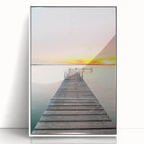 Art deco poster featuring a summer-themed design in vibrant colors on a white acrylic framed print.