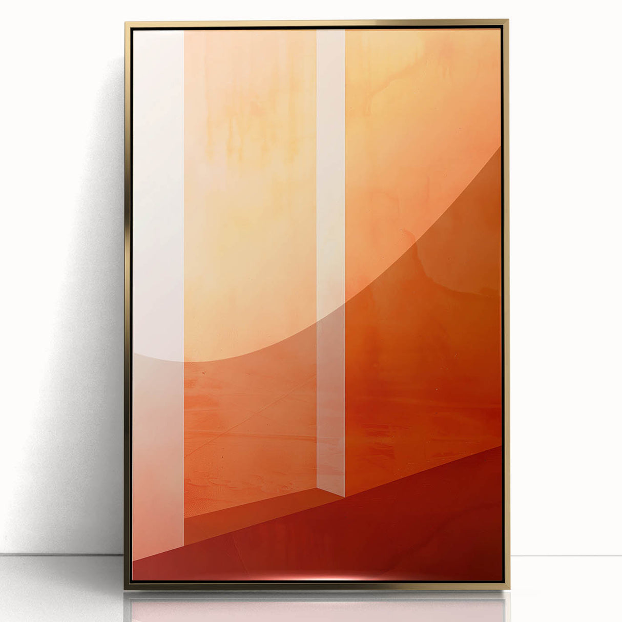 Mid Century Modern Abstract Art - Bold Orange Minimalist Geometric Decor