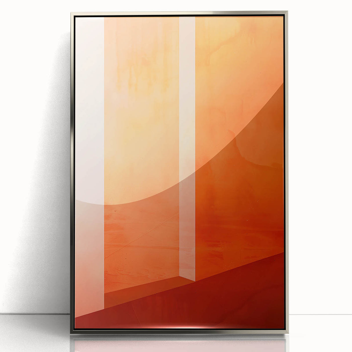 Mid Century Modern Abstract Art - Bold Orange Minimalist Geometric Decor