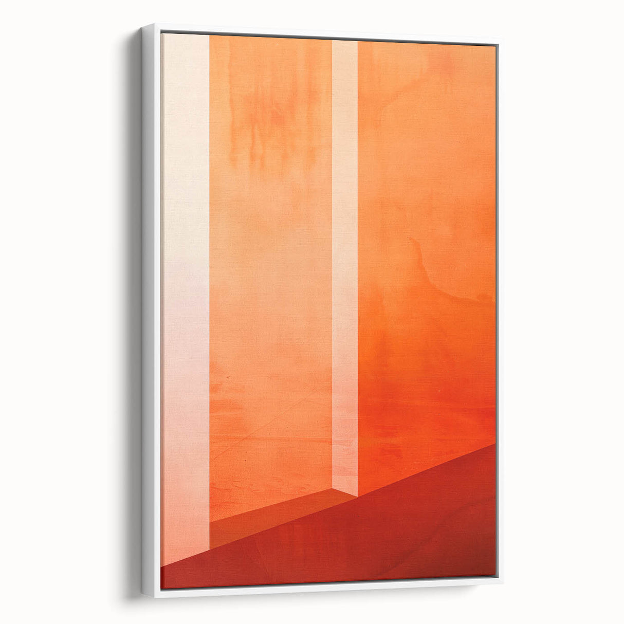 Mid Century Modern Abstract Art - Bold Orange Minimalist Geometric Decor