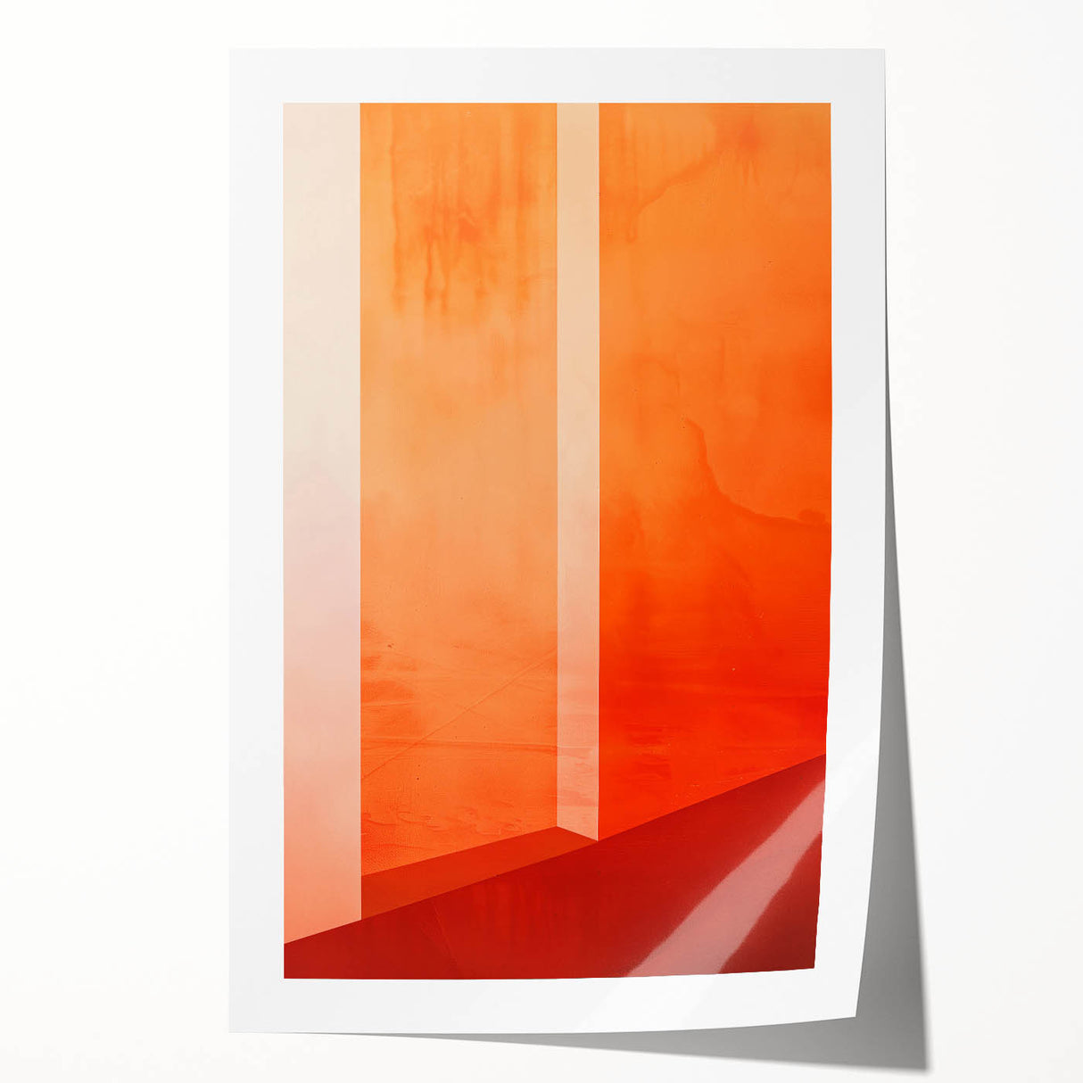 Mid Century Modern Abstract Art - Bold Orange Minimalist Geometric Decor