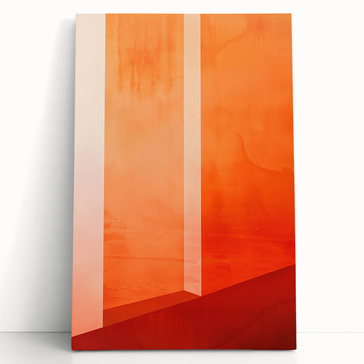 Mid Century Modern Abstract Art - Bold Orange Minimalist Geometric Decor