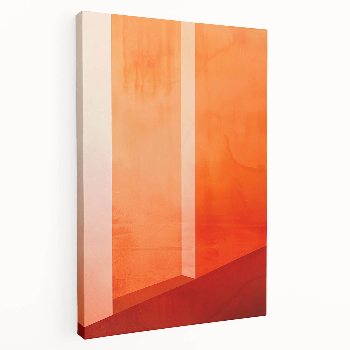 Mid Century Modern Abstract Art - Bold Orange Minimalist Geometric Decor