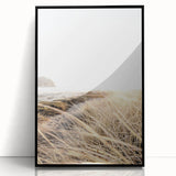 Large abstract wall art featuring mid-century modernist swirls in muted earth tones on a black acrylic frame.