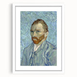 Textured abstract art print in blue and yellow, framed in white, ideal for bedroom ambiance.