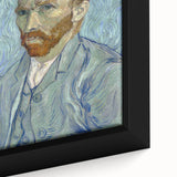 Close-up of a framed canvas featuring a Van Gogh-inspired textured painting with vibrant, colorful art on a black background.