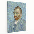Side view of a large canvas print featuring Van Gogh-inspired swirls in vibrant blue and yellow.