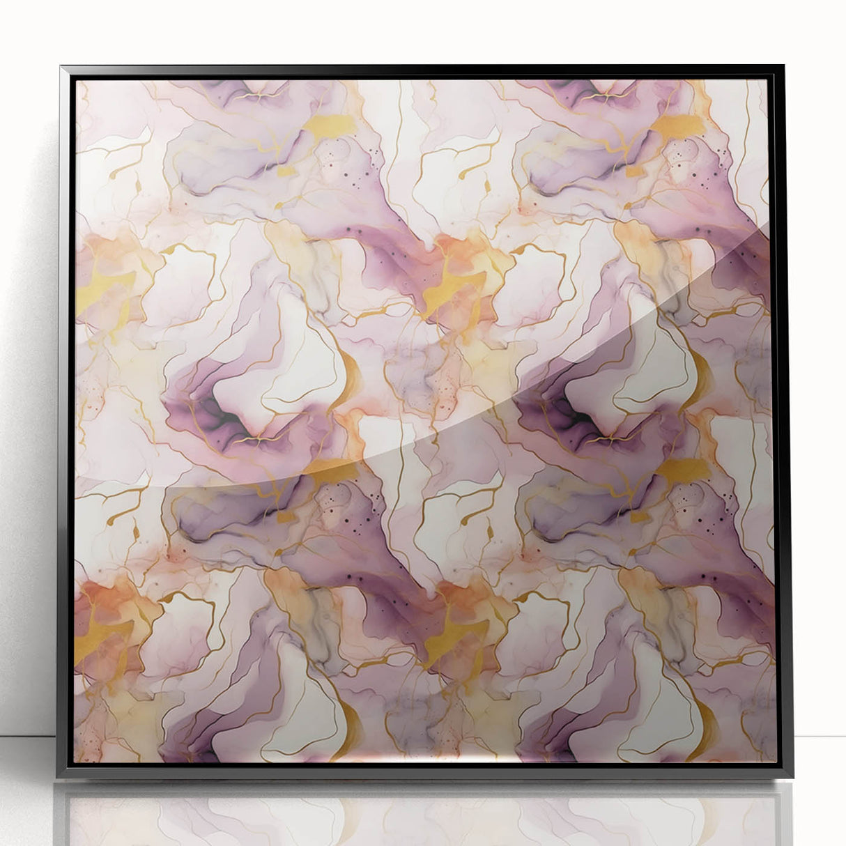Abstract strokes wall art in a sleek black frame, showcasing vibrant colors and dynamic patterns, perfect for modern home decor or office interiors.