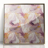 Framed abstract wall art featuring dynamic gold strokes on a white background, ideal for modern decor, enhancing living spaces with elegance.