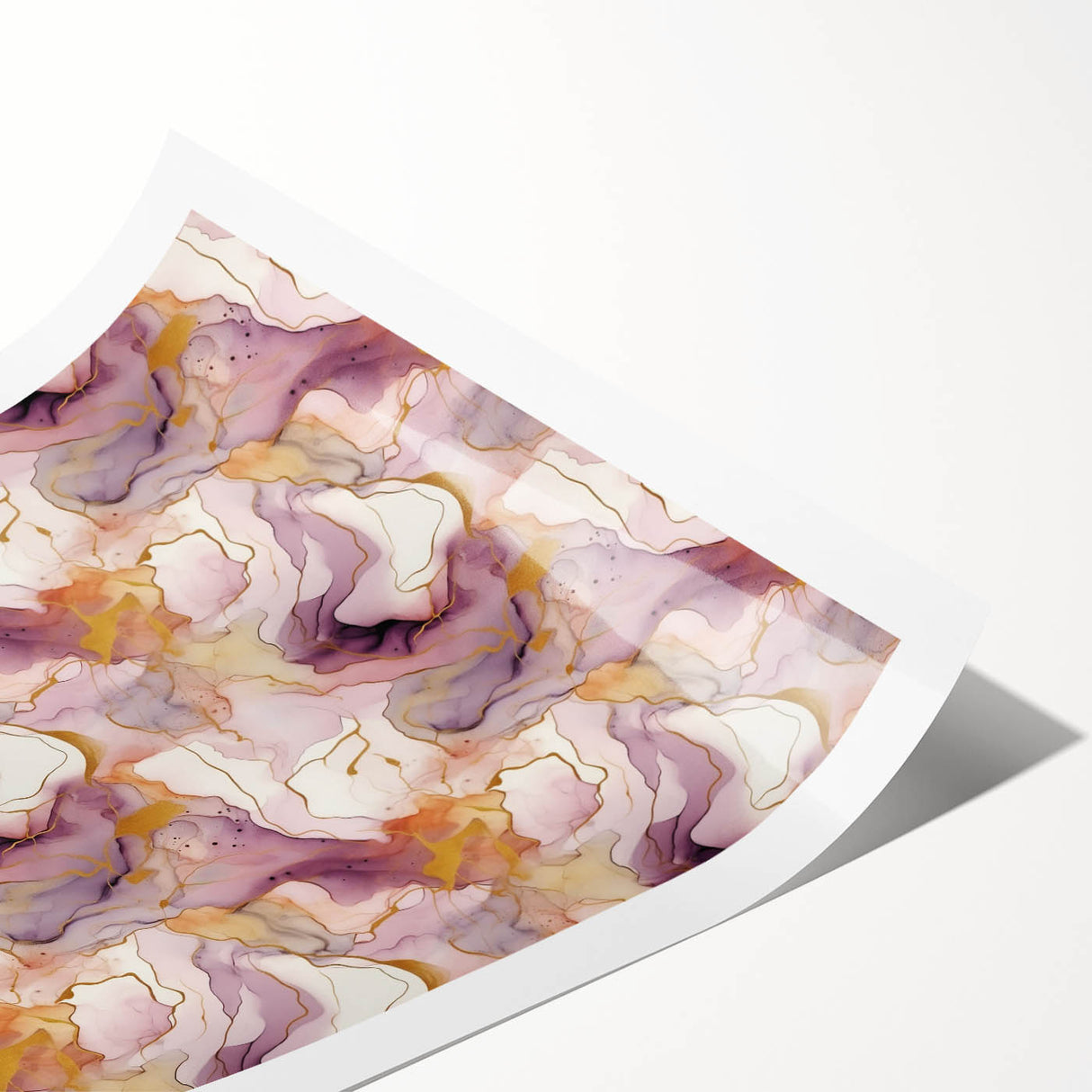 Abstract wall art print featuring vibrant strokes in shades of blue, yellow, and pink, rolled and packaged securely in a cardboard tube for easy transport.
