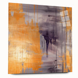 Abstract strokes wall art design displayed in acrylic glass, showcasing vibrant colors and dynamic patterns, perfect for modern home decor. Side view highlights the sleek finish and artistic details, ideal for enhancing any living space.