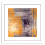 Abstract strokes wall art framed in white with a mat, showcasing vibrant colors and dynamic lines, perfect for modern home decor and artistic expression.