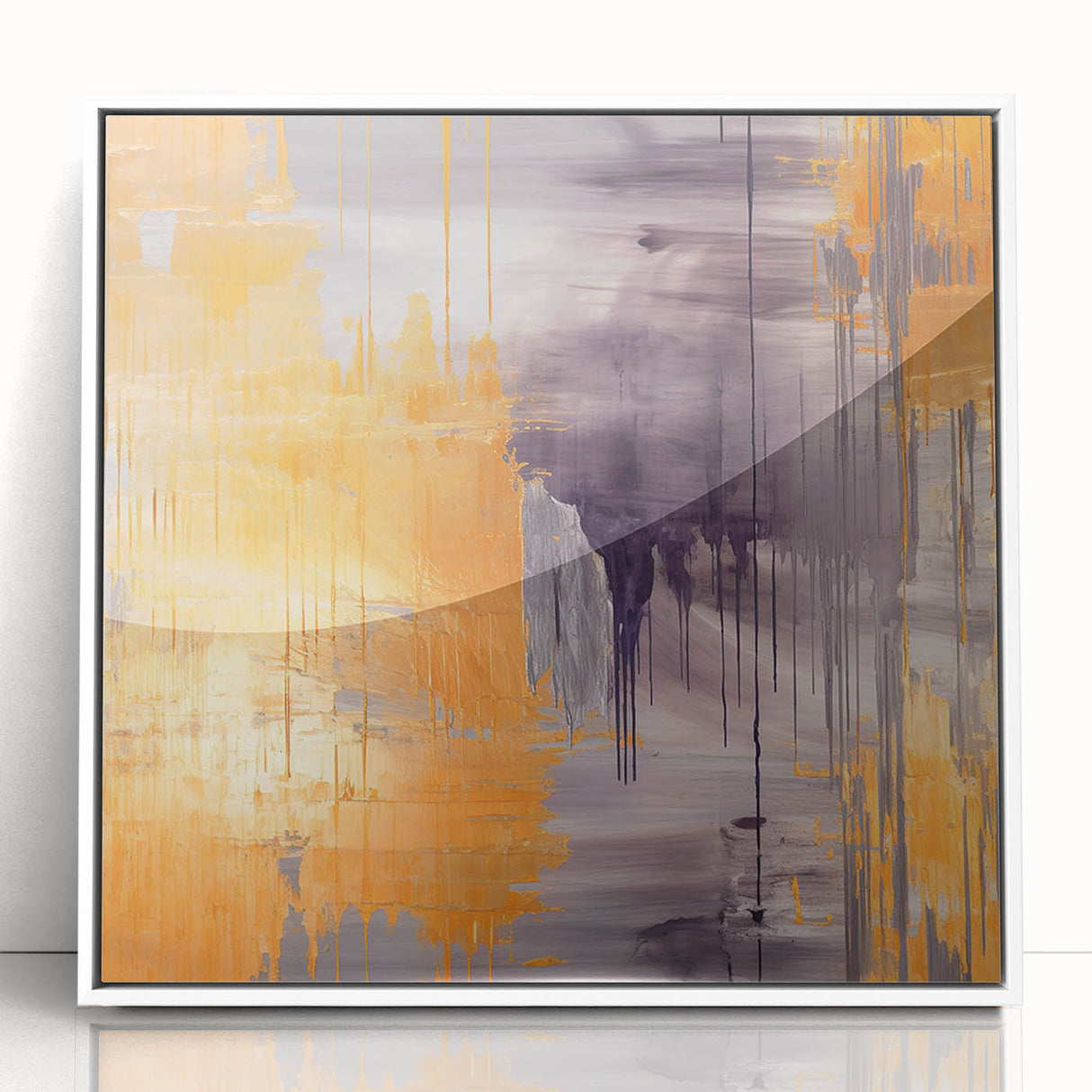 Framed abstract strokes wall art with a modern design in white and subtle hues, showcasing elegant brushwork and textures, perfect for contemporary decor.