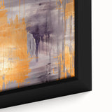 Close-up of framed abstract strokes wall art on canvas, showcasing vibrant colors and dynamic patterns, ideal for modern home decor and artistic interiors.