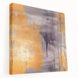Stretched canvas wall art showcasing vibrant abstract strokes in shades of blue, yellow, and pink, perfect for modern home decor. Side view highlights its depth and texture.