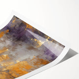 Abstract wall art print featuring vibrant, colorful strokes in shades of blue, pink, and orange, rolled and ready for display in a protective cardboard tube. Ideal for modern home decor.